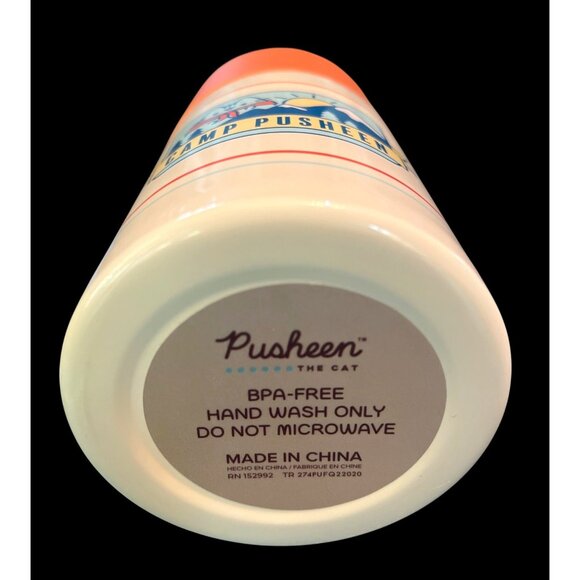 Pusheen Camp Cat BPA-Free Stainless Steel Food Jar With Orange Handle Lid Spoon - Picture 6 of 6